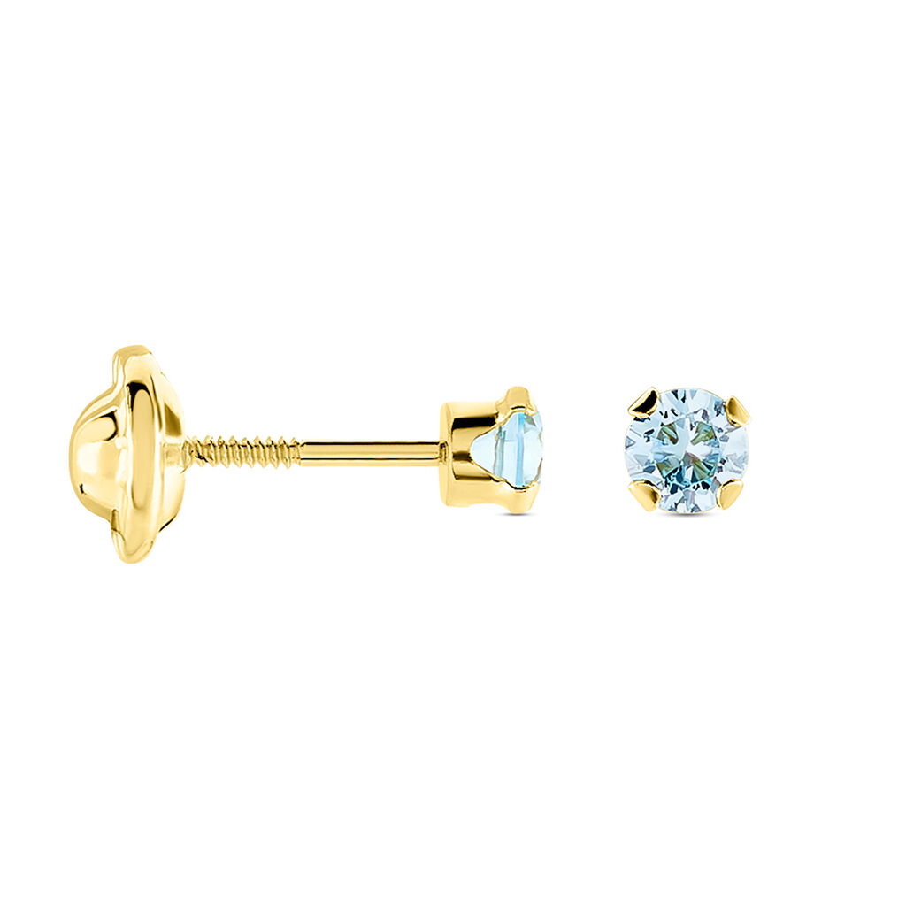 Boucles D'oreilles Puces Pepita Or Jaune Oxyde De Zirconium - Clous d'oreilles Famille | Histoire d’Or