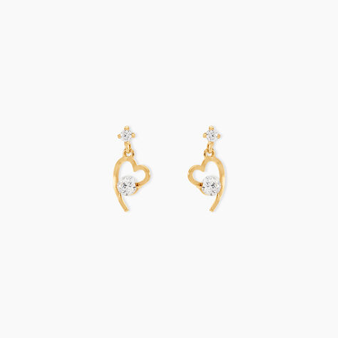 Boucles D'oreilles Pendantes Romance Or Jaune Oxyde De Zirconium - Boucles d'oreilles pendantes Femme | Histoire d&rsquo;Or