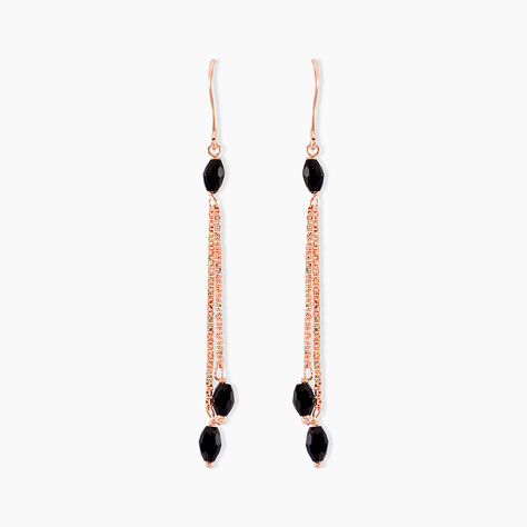 Boucles D'oreilles Pendantes Diamantine Argent Rose Pierre De Synthese - Boucles d'oreilles fantaisie Femme | Histoire d&rsquo;Or