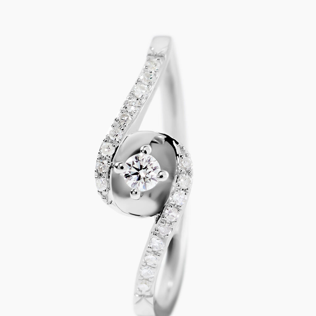 Bague Vrille Accompagnee Or Blanc Diamant - Bagues solitaires Femme | Histoire d&rsquo;Or
