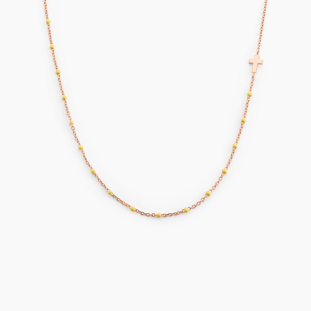 Collier Mimosa Argent Rose - Ras de cou Femme | Histoire d’Or
