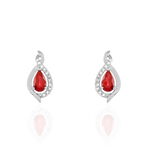 Boucles D'oreilles Puces Angelika Or Blanc Rubis Et Diamant - Clous d'oreilles Femme | Histoire d&rsquo;Or