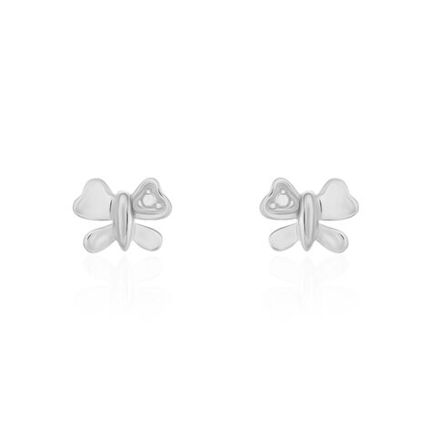Boucles D'oreilles Puces Bartholomee Papillon Or Blanc - Clous d'oreilles Femme | Histoire d’Or