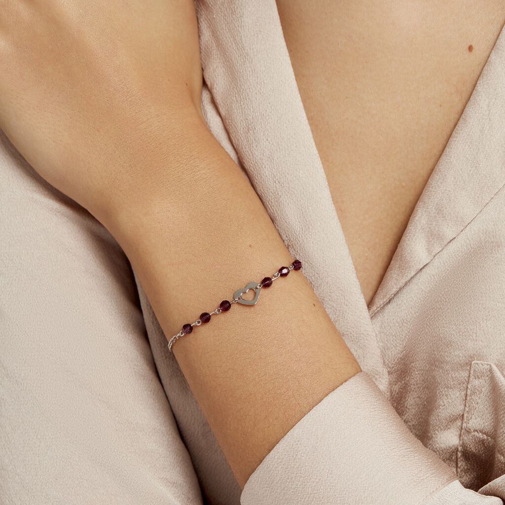 Bracelet Hazan Argent Blanc Pierre De Synthese - Bracelets Coeur Femme | Histoire d’Or