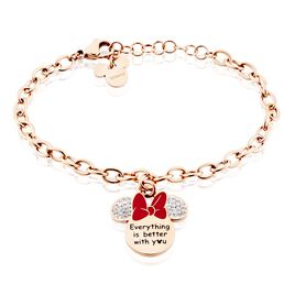 Bracelet Disney Acier Doré Rose Cristaux - Bracelets fantaisie Femme | Histoire d’Or