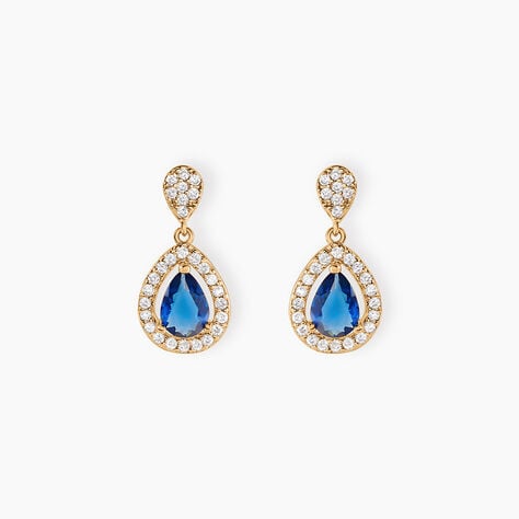 Boucles D'oreilles Pendantes Brigita Plaqué Or Pierre De Synthese - Boucles d'oreilles fantaisie Femme | Histoire d’Or