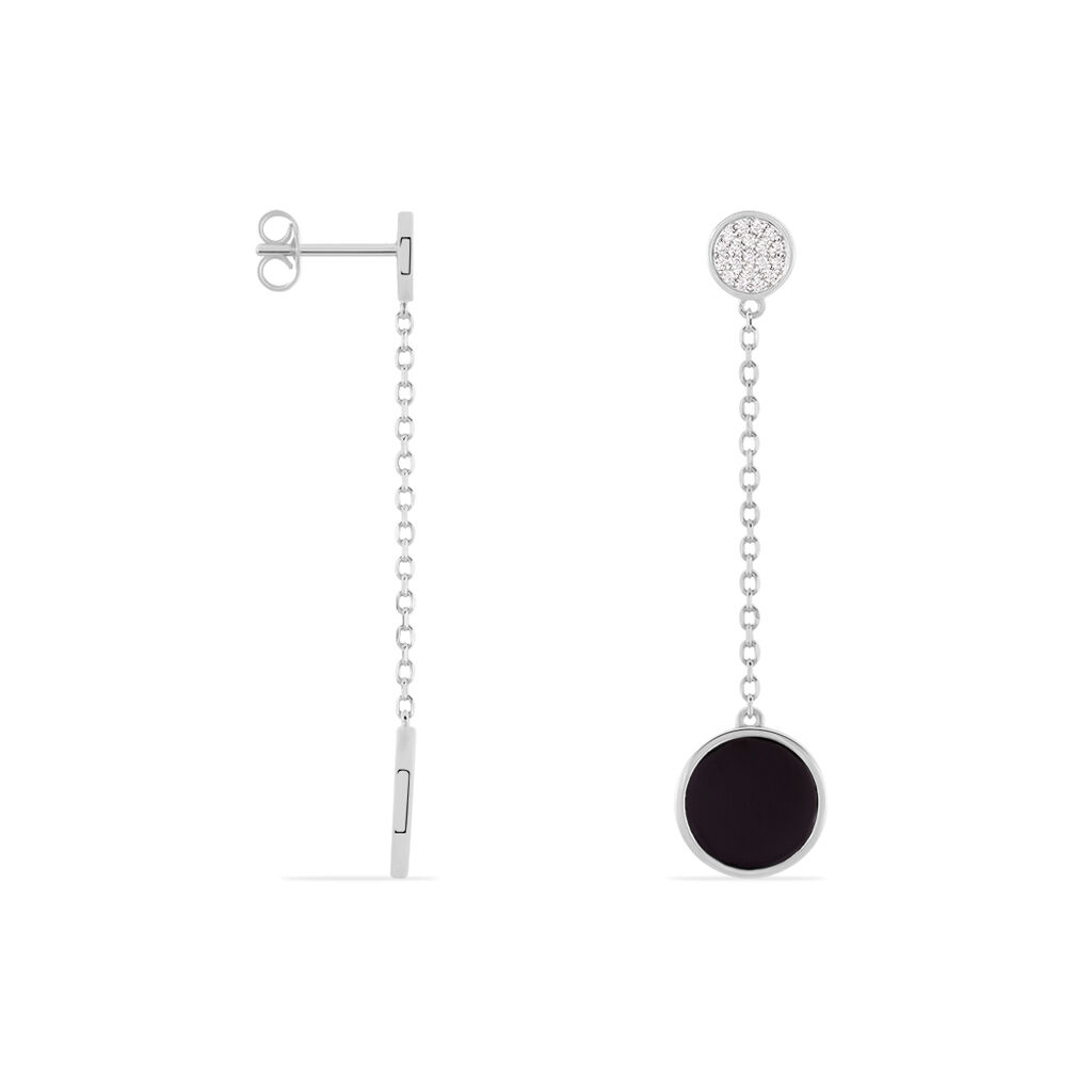 Boucles D'oreilles Pendantes Adonya Argent C&eacute;ramique Et Oxyde - Boucles d'oreilles fantaisie Femme | Histoire d&rsquo;Or