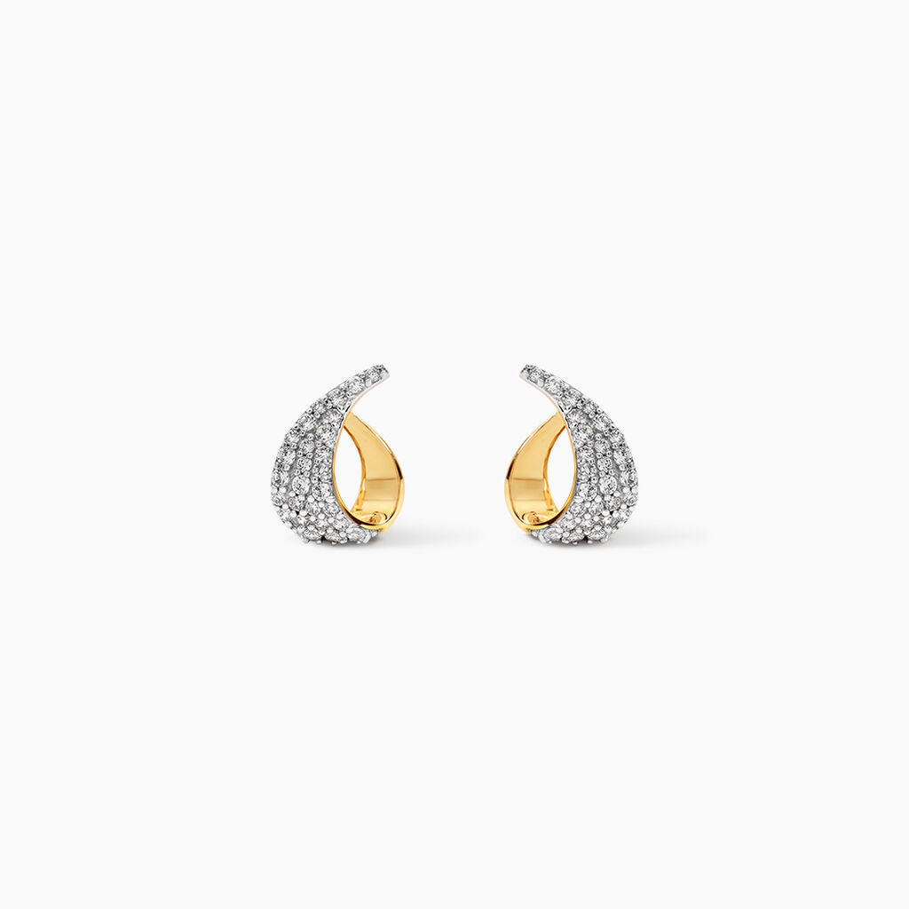 Boucles D'oreilles Puces Boucle D'or Or Jaune Oxyde De Zirconium - Clous d'oreilles Femme | Histoire d&rsquo;Or