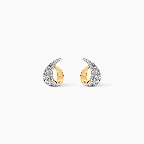 Boucles D'oreilles Puces Boucle D'or Or Jaune Oxyde De Zirconium - Clous d'oreilles Femme | Histoire d&rsquo;Or