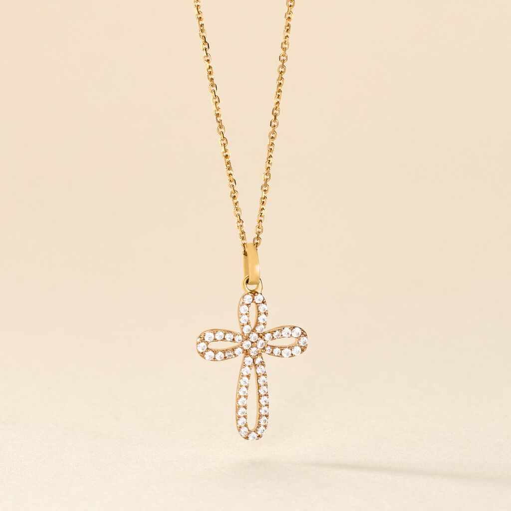 Pendentif Chastity Or Jaune Oxyde De Zirconium - Pendentifs Communion Femme | Histoire d&rsquo;Or