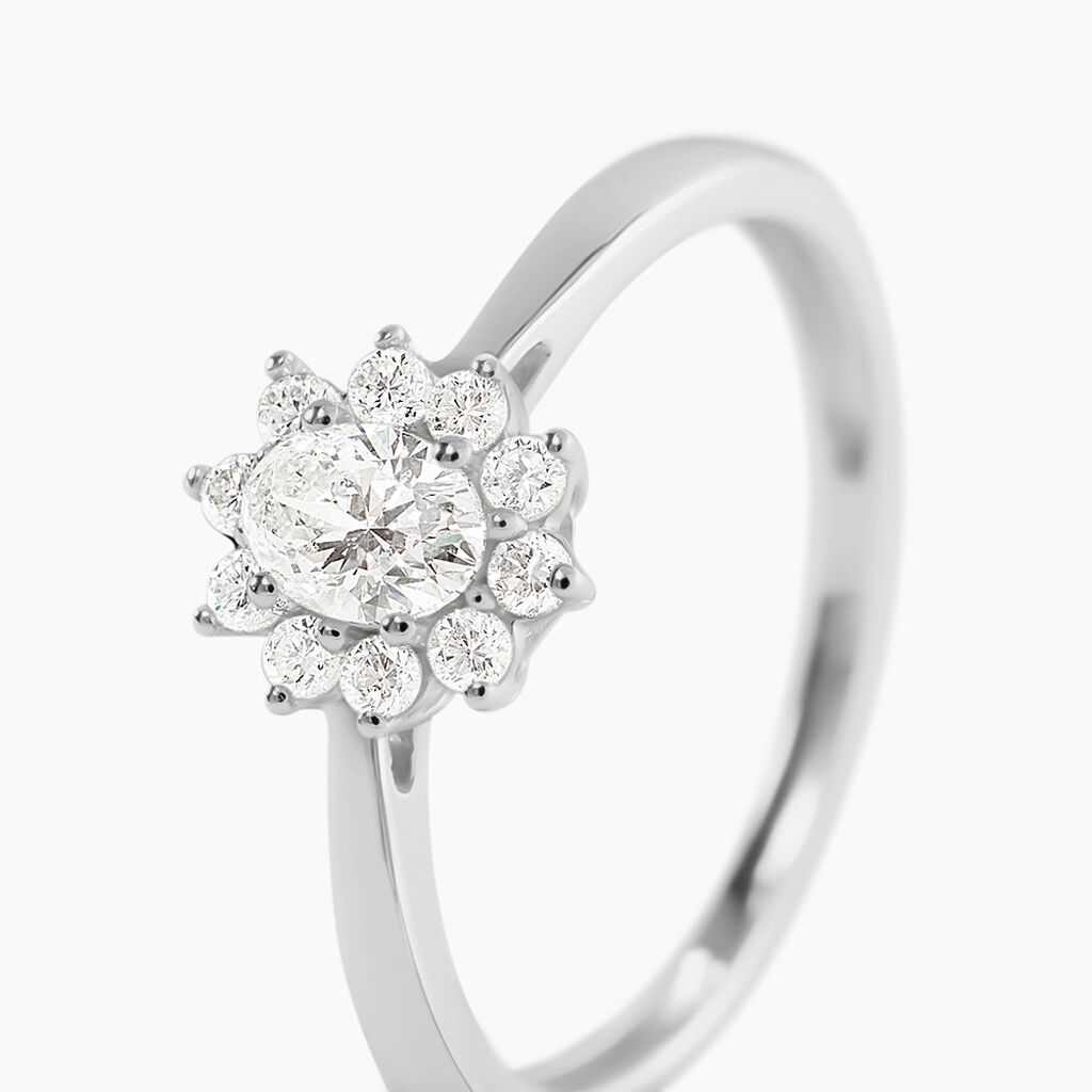 Bague Or Blanc Mysie Diamants Synth&eacute;tiques - Bagues solitaires Femme | Histoire d&rsquo;Or