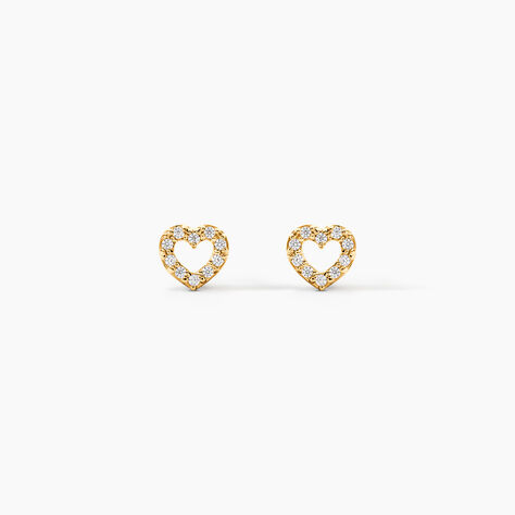 Boucles D'oreilles Puces Eily Or Jaune Oxyde De Zirconium - Clous d'oreilles Famille | Histoire d&rsquo;Or