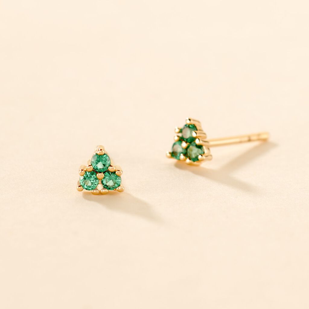 Boucles D'oreilles Puces Istoria Plaqué Or Jaune Spinelle - Boucles d'oreilles fantaisie Femme | Histoire d’Or