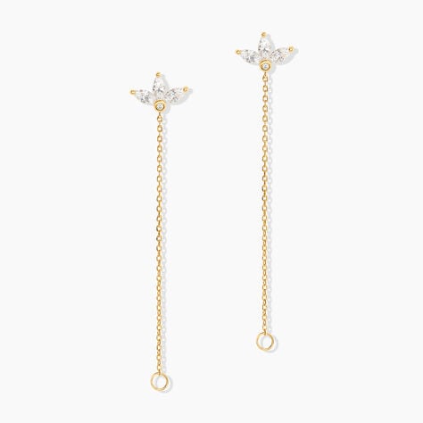 Boucles D'oreilles Pendantes Tiara Or Jaune Oxyde De Zirconium - Boucles d'oreilles pendantes Femme | Histoire d’Or
