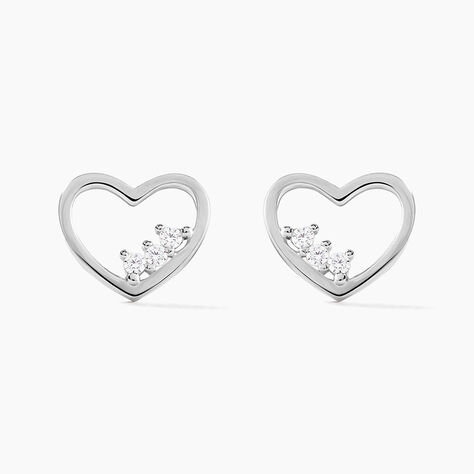 Boucles D'oreilles Puces Argent Blanc Shelan Oxydes De Zirconium - Boucles d'oreilles fantaisie Femme | Histoire d’Or