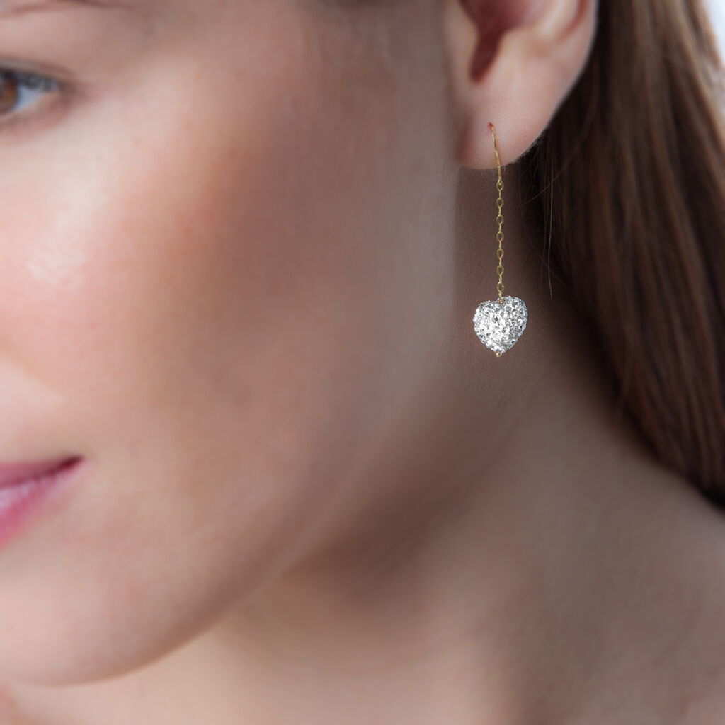 Boucles D'oreilles Pendantes Messaouda Or Jaune Strass - Boucles d'oreilles pendantes Femme | Histoire d’Or