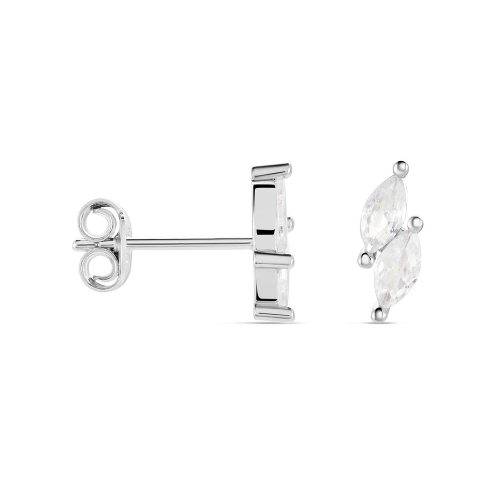 Boucles D'oreilles Puces Winter Sweetness Argent Blanc Oxyde - Boucles d'oreilles fantaisie Femme | Histoire d’Or