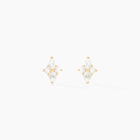 Boucles D'oreilles Puces Titty Or Jaune Oxyde De Zirconium - Clous d'oreilles Femme | Histoire d’Or