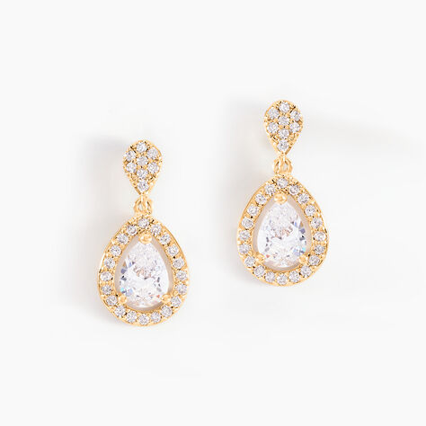 Boucles D'oreilles Pendantes Brigita Plaqu&eacute; Or Jaune Oxyde - Boucles d'oreilles fantaisie Femme | Histoire d&rsquo;Or