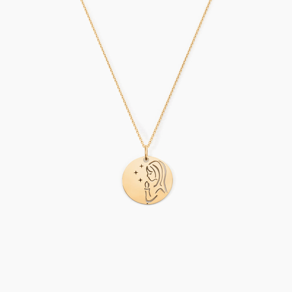 Pendentif Vierge Rond Or Jaune - Pendentifs Baptême Enfant | Histoire d’Or
