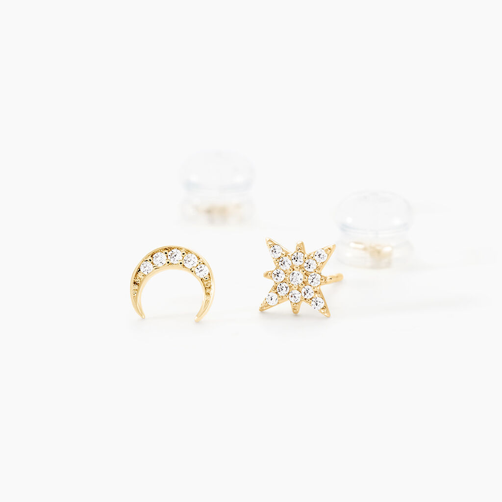 Boucles D'oreilles Dépareillées Munroe Or Jaune Oxyde De Zirconium - Boucles d'oreilles Femme | Histoire d’Or