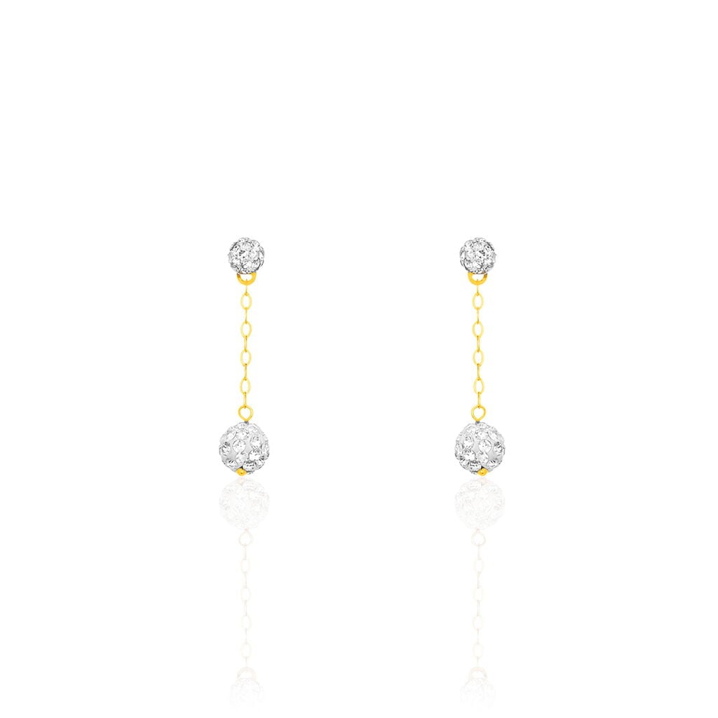 Boucles D'oreilles Pendantes Athena Or Jaune Strass - Boucles d'oreilles pendantes Femme | Histoire d&rsquo;Or