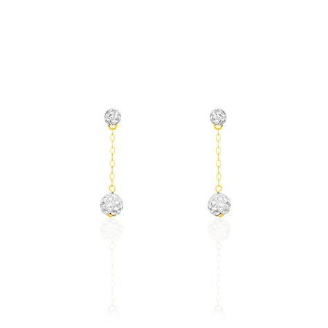 Boucles D'oreilles Pendantes Athena Or Jaune Strass - Boucles d'oreilles pendantes Femme | Histoire d&rsquo;Or