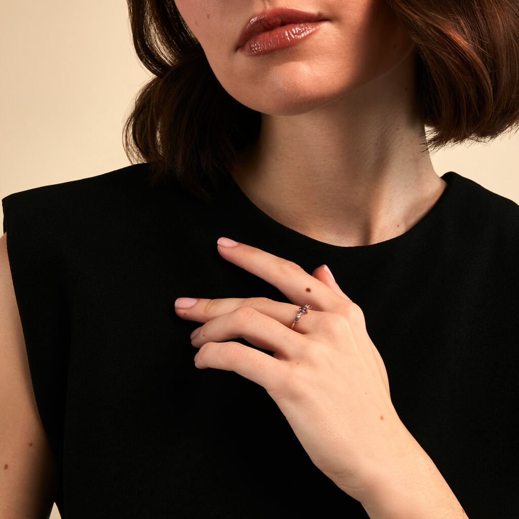 Bague Aodhan Or Jaune Am&eacute;thyste Oxyde De Zirconium - Bagues avec pierre Femme | Histoire d&rsquo;Or