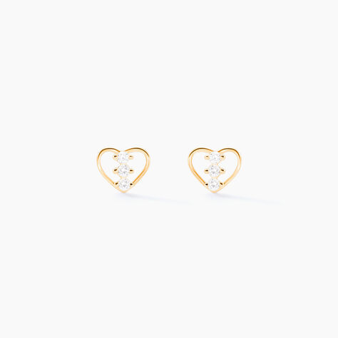 Boucles D'oreilles Puces Konnor Or Jaune Oxyde De Zirconium - Clous d'oreilles Femme | Histoire d&rsquo;Or