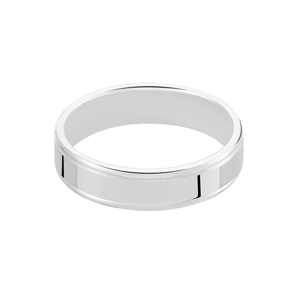Alliance Trephine Ruban Plat Argent Blanc - Alliances Famille | Histoire d’Or