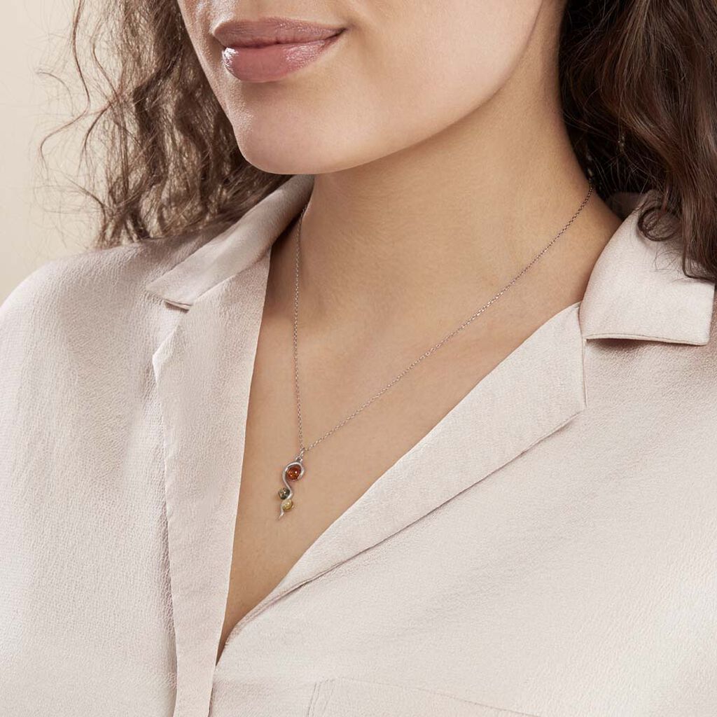 Collier Murriel Argent Blanc Ambre - Colliers fantaisie Femme | Histoire d’Or