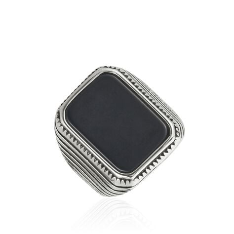 Chevaliere Acier Blanc Romanus Pierre - Bagues solitaires Homme | Histoire d&rsquo;Or