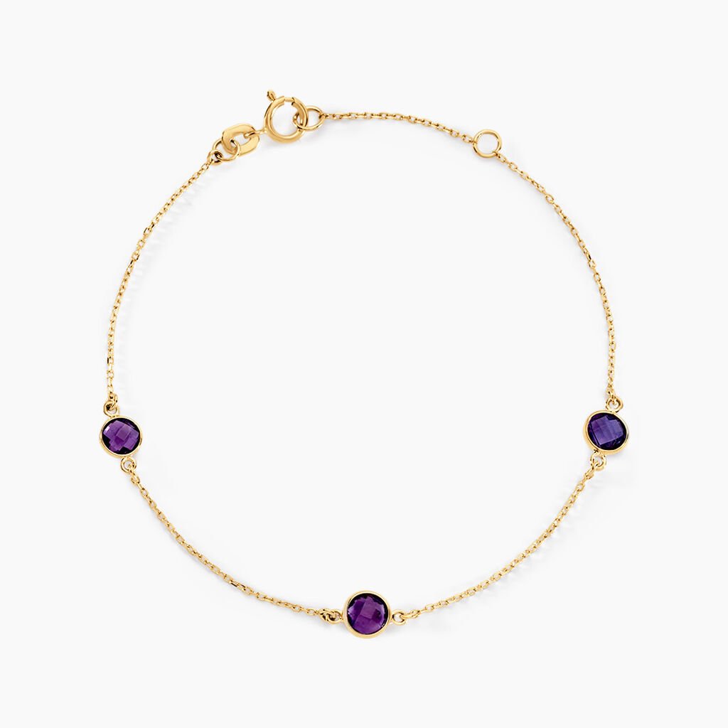 Bracelet Cressida Or Jaune Amethyste Violet - Bracelets Femme | Histoire d&rsquo;Or