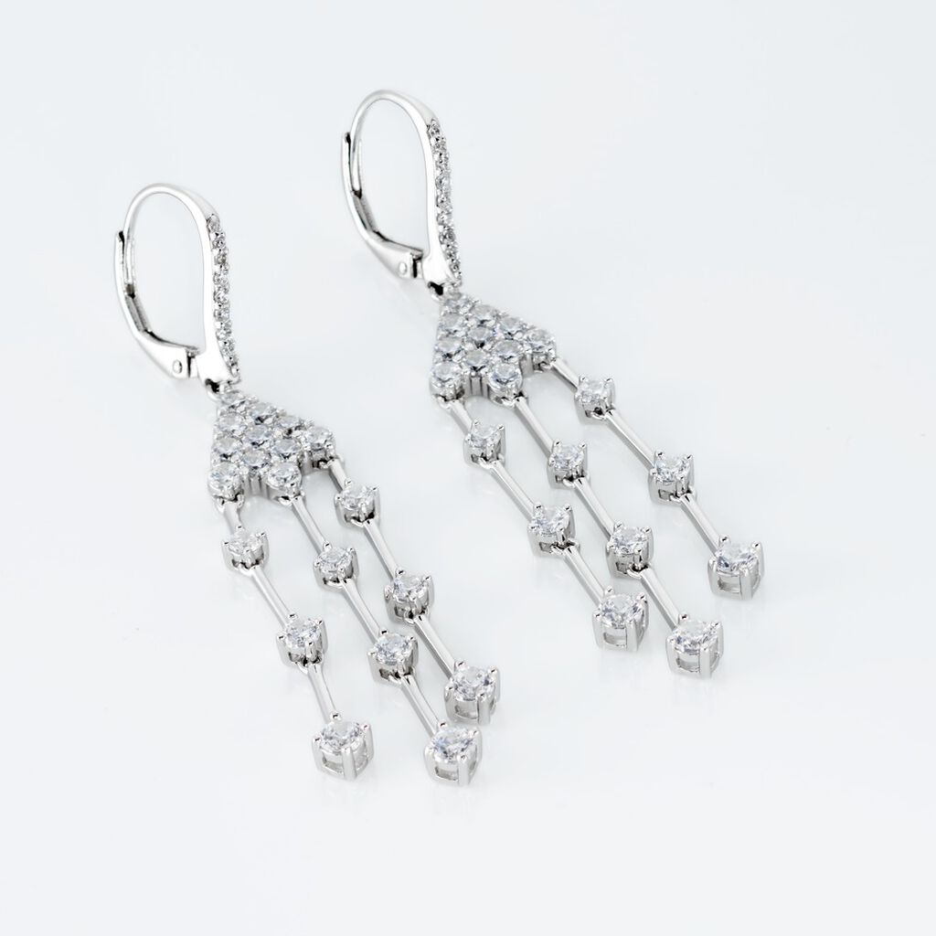 Boucles D'oreilles Pendantes Argent Blanc Wilford Oxyde - Boucles d'oreilles pendantes Femme | Histoire d’Or
