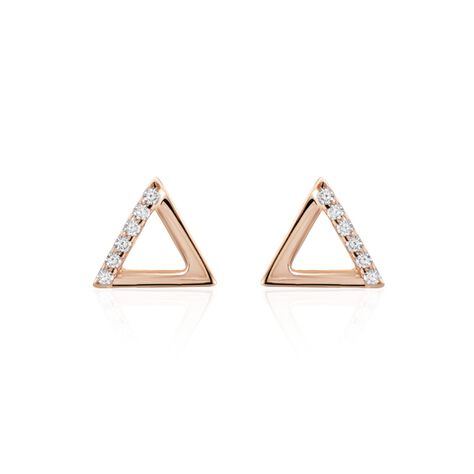 Boucles D'oreilles Puces Lorena Argent Rose Oxyde De Zirconium - Boucles d'oreilles fantaisie Femme | Histoire d’Or