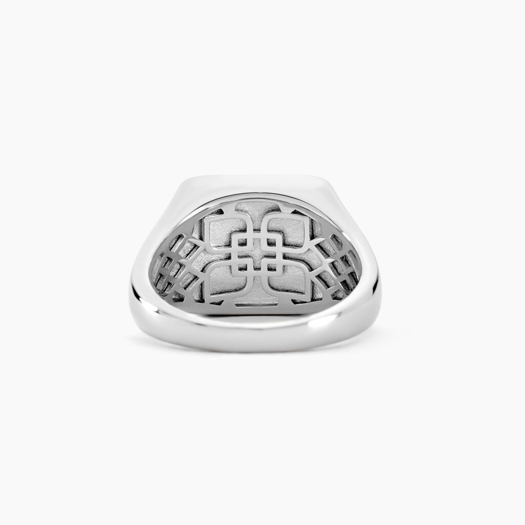 Chevalière Argent Blanc Atilio Oeil De Tigre - Bagues solitaires Homme | Histoire d’Or