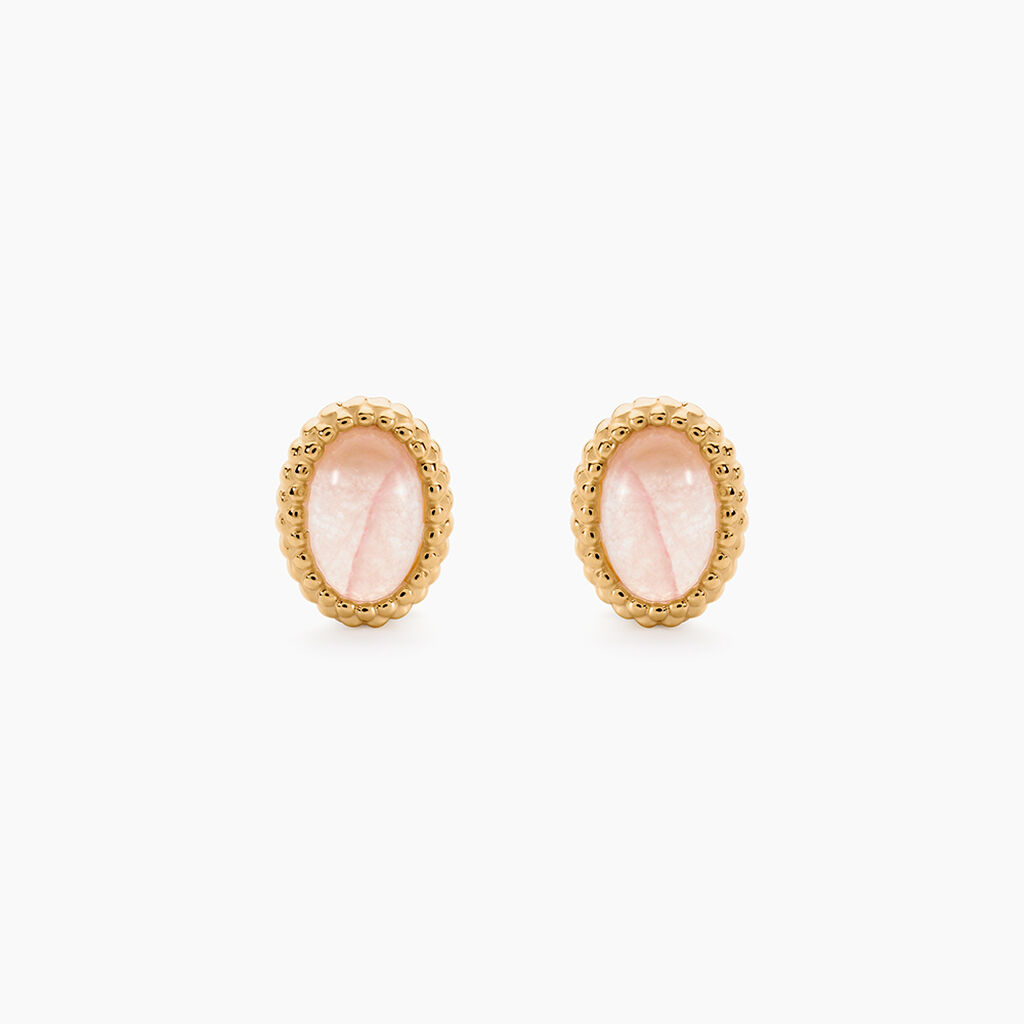 Boucles D'Oreilles Puces Vintage Love Plaque Or Jaune Quartz - Boucles d'oreilles fantaisie Femme | Histoire d&rsquo;Or