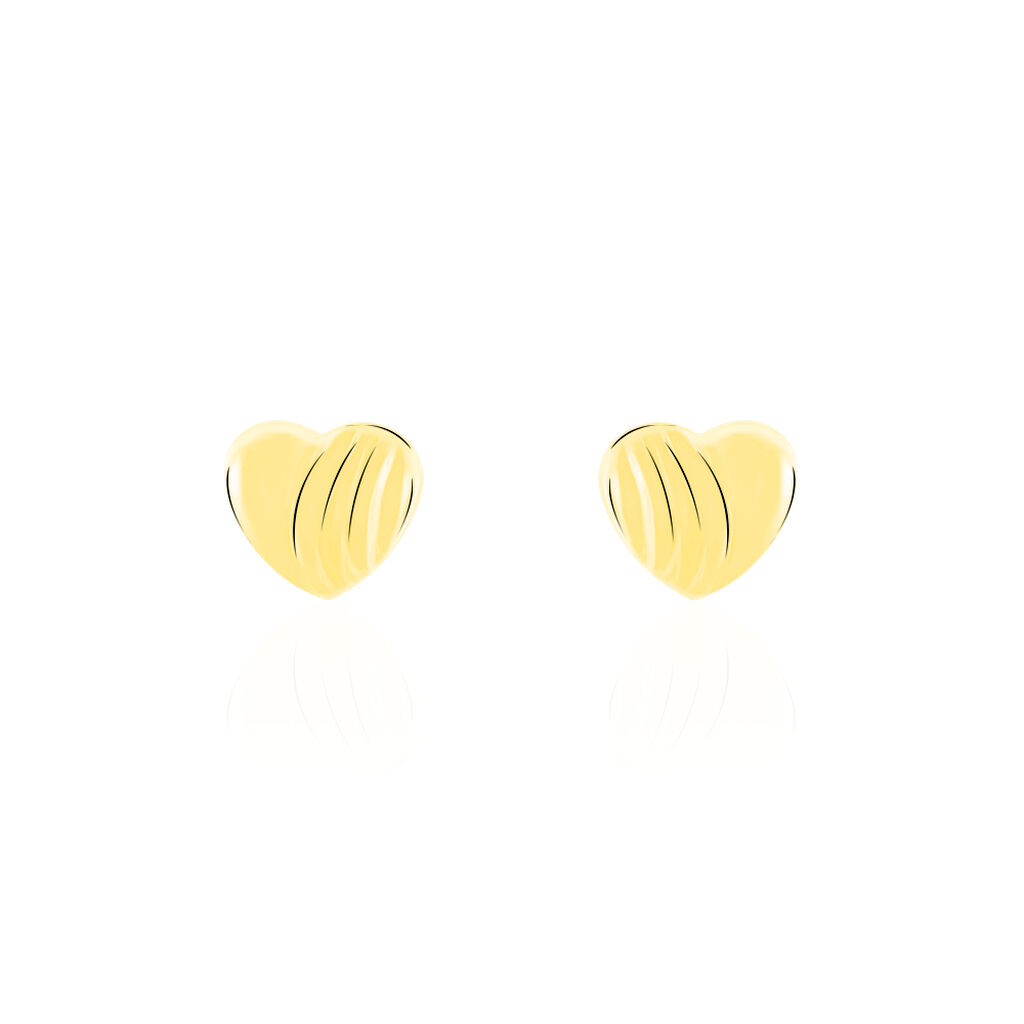 Boucles D'oreilles Puces Anne-maudae Cœurs Or Jaune - Clous d'oreilles Femme | Histoire d’Or
