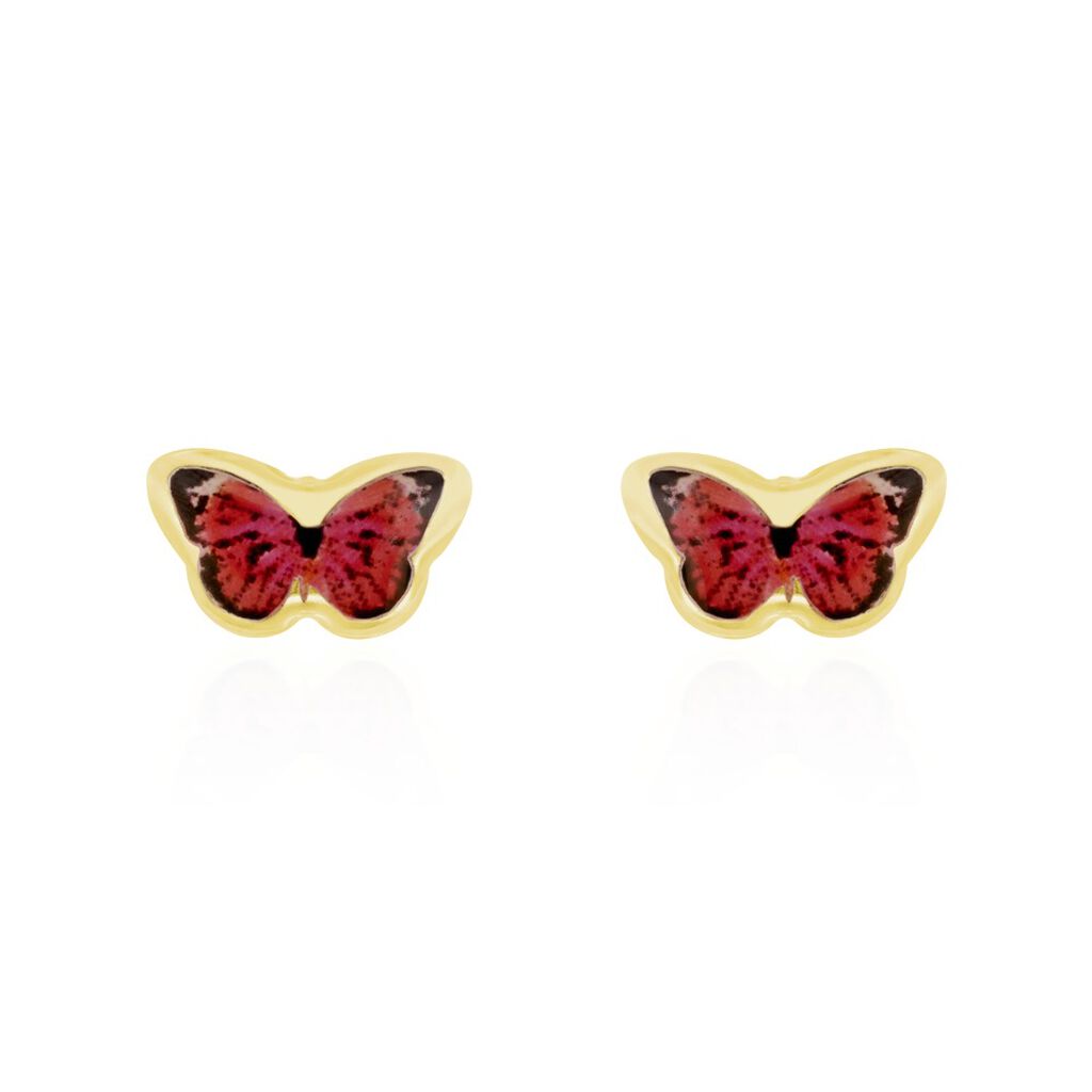 Boucles D'oreilles Puces Sulivia Papillon Or Jaune - Clous d'oreilles Enfant | Histoire d’Or