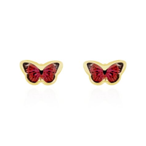 Boucles D'oreilles Puces Sulivia Papillon Or Jaune - Clous d'oreilles Enfant | Histoire d’Or