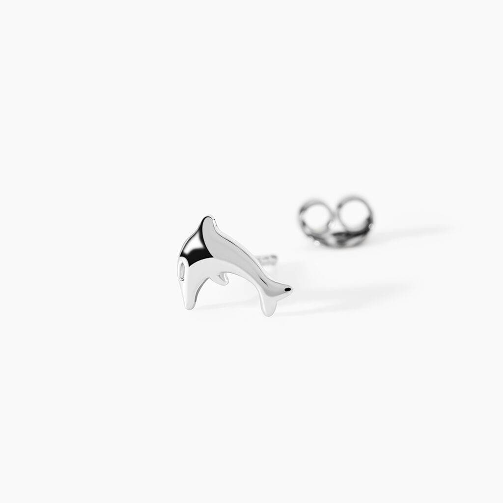 Boucles D'oreilles Puces Dauphinos Argent Blanc - Boucles d'oreilles fantaisie Enfant | Histoire d&rsquo;Or