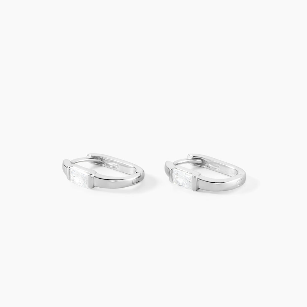 Cr&eacute;oles Celyn Argent Rhodi&eacute; Oxyde De Zirconium - Boucles d'oreilles cr&eacute;oles Femme | Histoire d&rsquo;Or