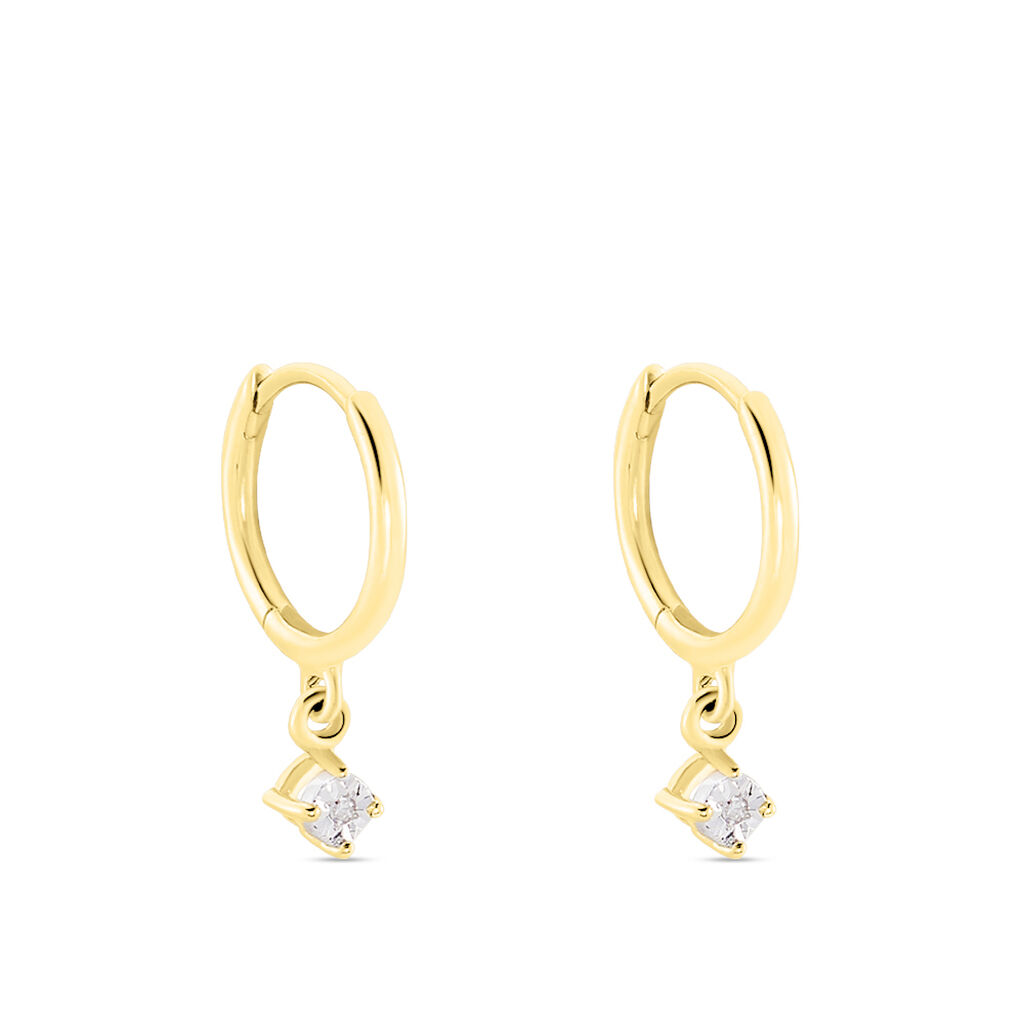 Créoles Racquel Or Jaune Diamant - Boucles d'oreilles créoles Femme | Histoire d’Or