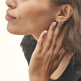 Boucles D'oreilles Puces Coeur In Love Or Blanc Topaze Et Oxyde - Clous d'oreilles Femme | Histoire d’Or