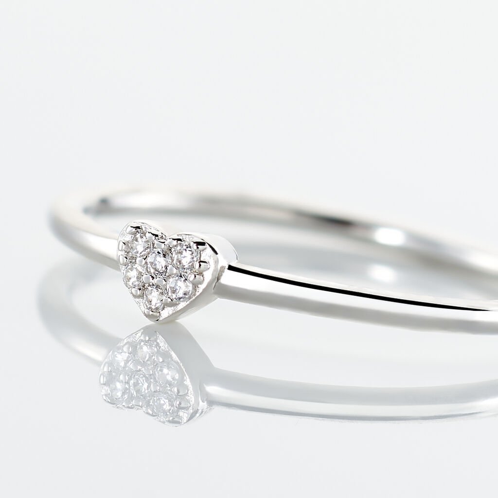 Bague Accumulation Coeur Argent Blanc Oxyde De Zirconium - Bagues avec pierre Femme | Histoire d&rsquo;Or