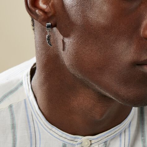Créole Unitaire Elias Argent Blanc - Boucles d'oreilles créoles Homme | Histoire d’Or
