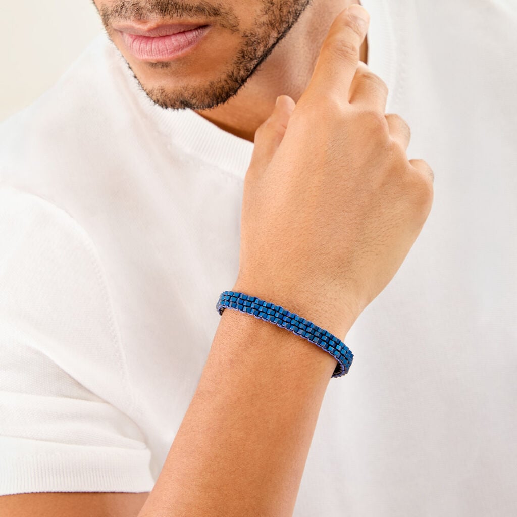 Bracelet Naturel Acier Argent&eacute; H&eacute;matite - Bracelets Pierre Homme | Histoire d&rsquo;Or
