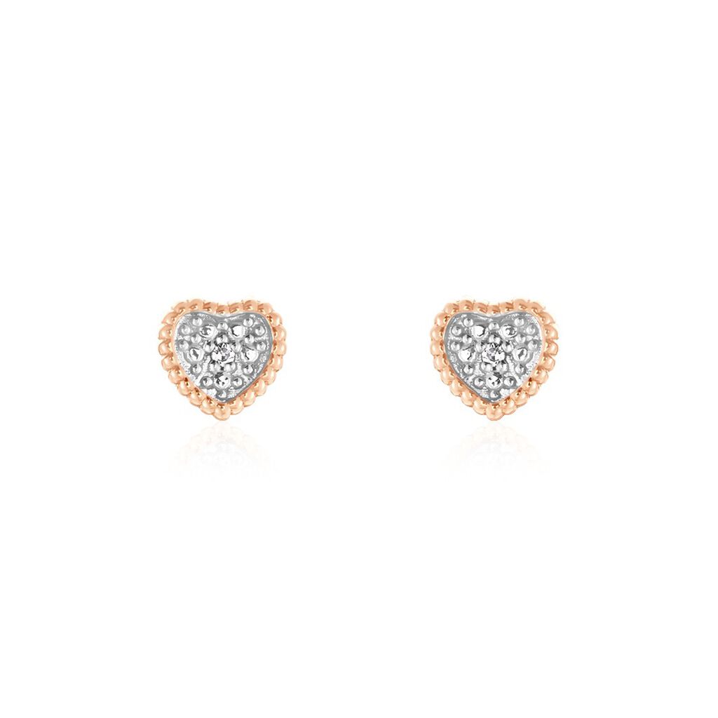 Boucles D'oreilles Puces Mon 1er Diamant Or Rose Diamant - Clous d'oreilles Femme | Histoire d’Or