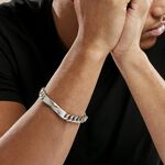 Bracelet Identit&eacute;e Alfons Acier Blanc - Gourmettes Homme | Histoire d&rsquo;Or