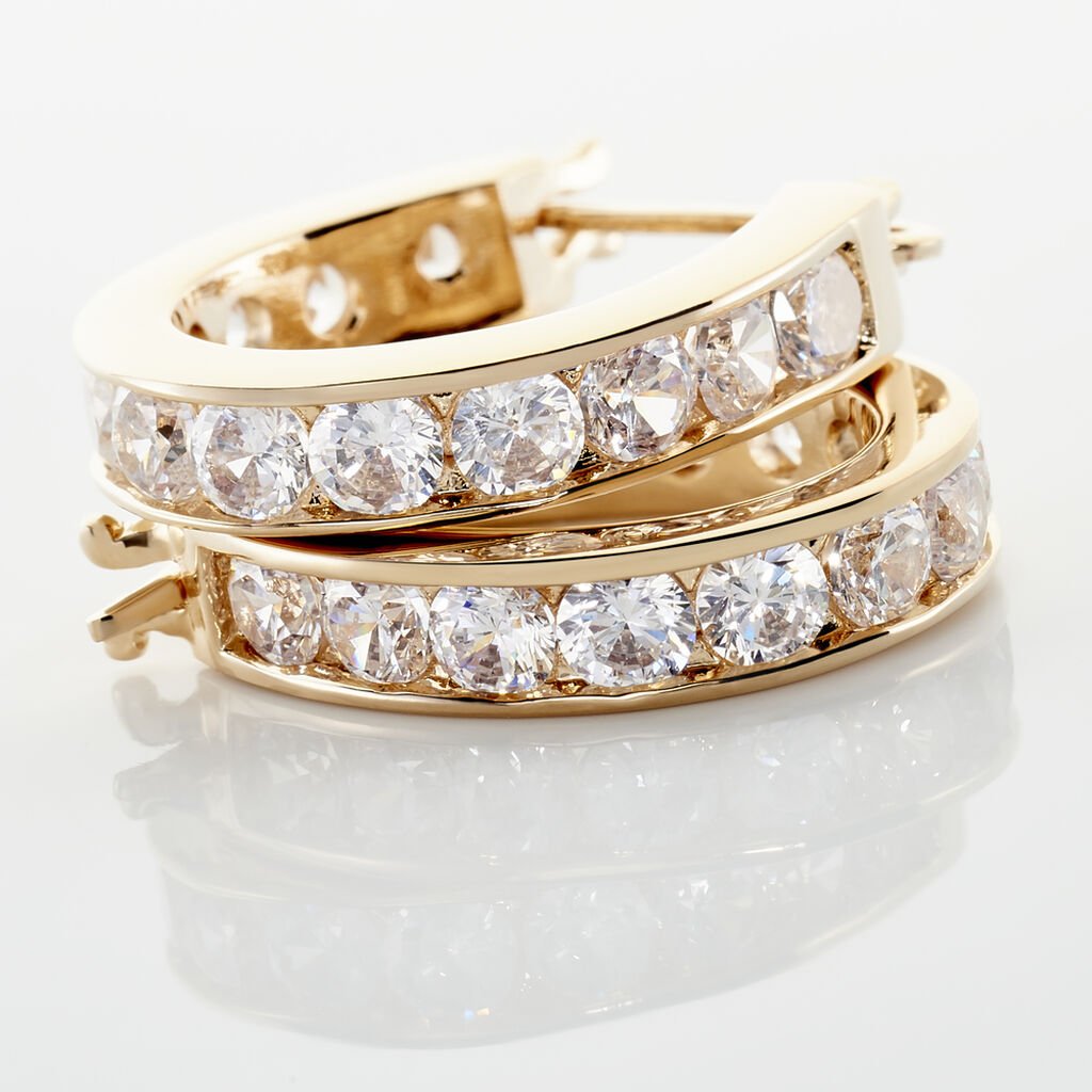 Cr&eacute;oles Doryne Plaqu&eacute; Or Jaune Oxyde De Zirconium - Boucles d'oreilles cr&eacute;oles Femme | Histoire d&rsquo;Or